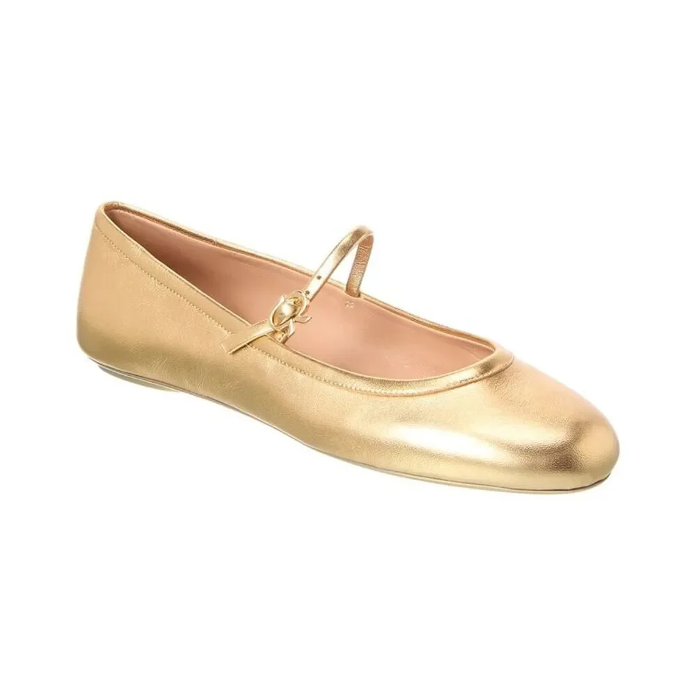 Gianvito Rossi Leather Ballerina Flat, Gold